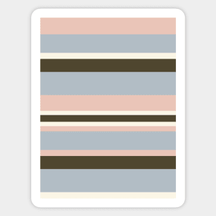 Cozy Pink, Blue, Brown Vintage Hygge Stripe Sticker